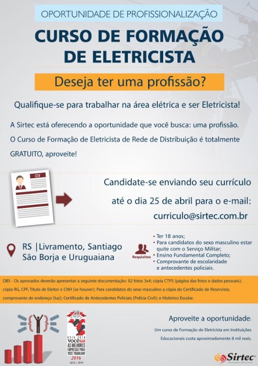 sirtec-promovera-curso-gratuito-de-formacao-de-eletricista-no-municipio